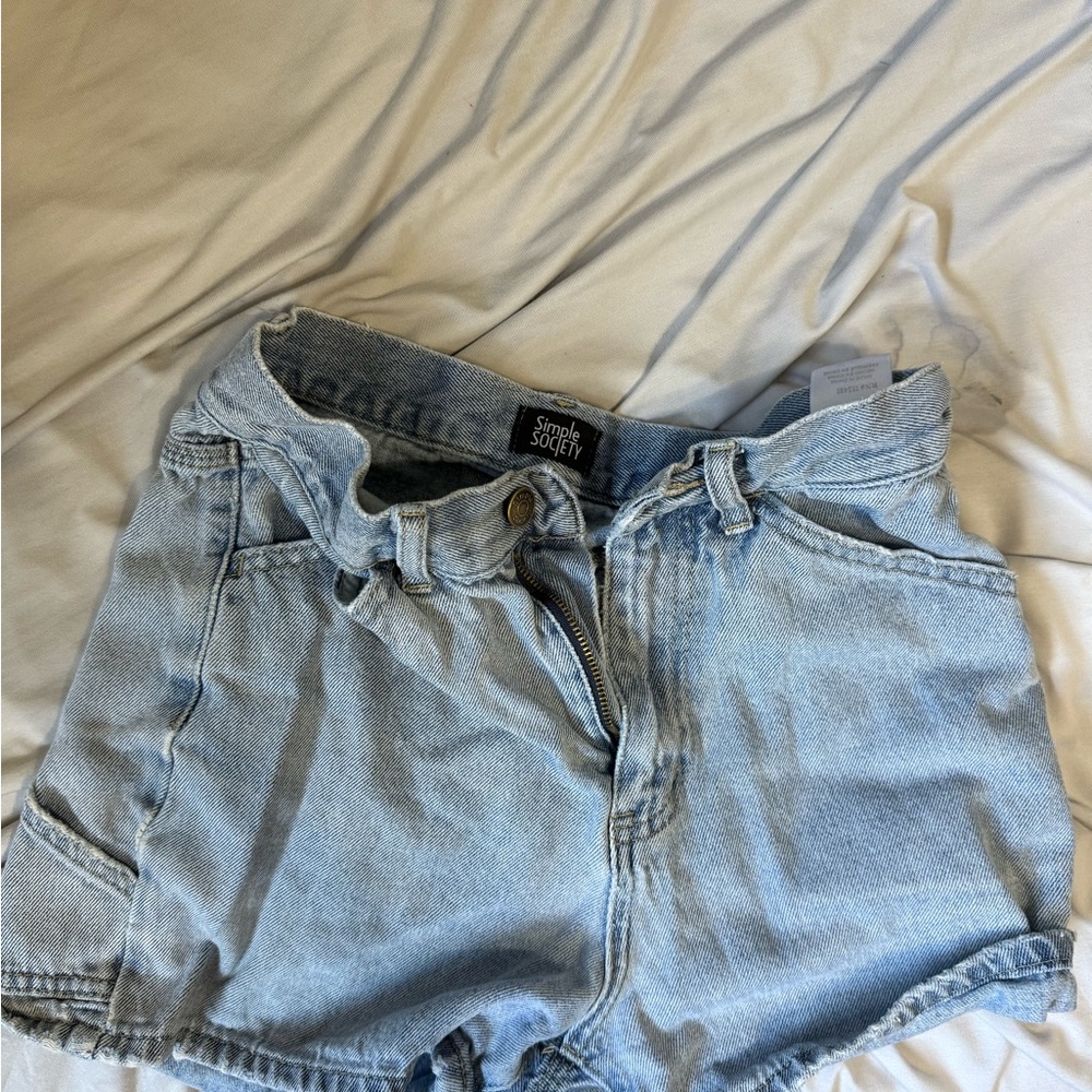Simply Society Light Blue Denim Carpenter Shorts